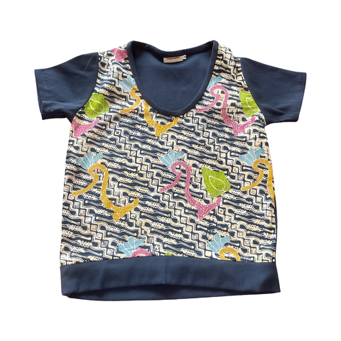 Batik tee top T 760 muti coloured  organic motifs