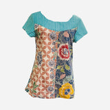 T822 hand print batik top Floral