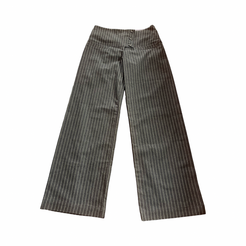P061 Charcoal Striped Denim Wide Leg Pant