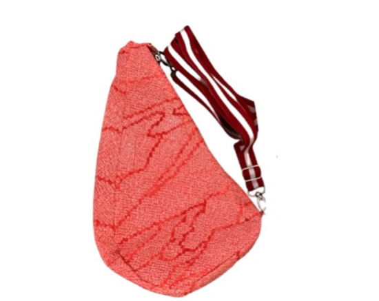 Red + White Japanese Shibori Cross Body Bag