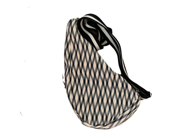 Black + White Diagonal Check Japanese Crossbody Bag